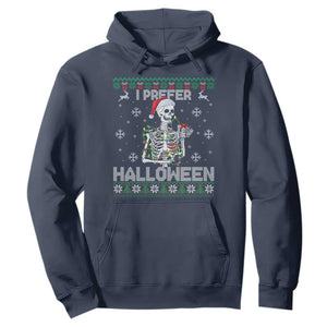 Funny Skeleton Christmas Hoodie I Prefer Halloween Spooky Xmas Holiday TS02 Navy Print Your Wear