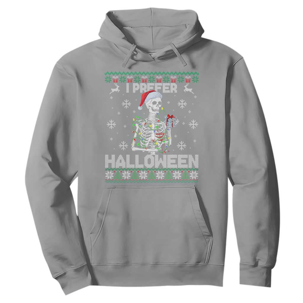 Funny Skeleton Christmas Hoodie I Prefer Halloween Spooky Xmas Holiday TS02 Sport Gray Print Your Wear