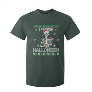 Funny Skeleton Christmas T Shirt For Kid I Prefer Halloween Spooky Xmas Holiday TS02 Dark Forest Green Print Your Wear