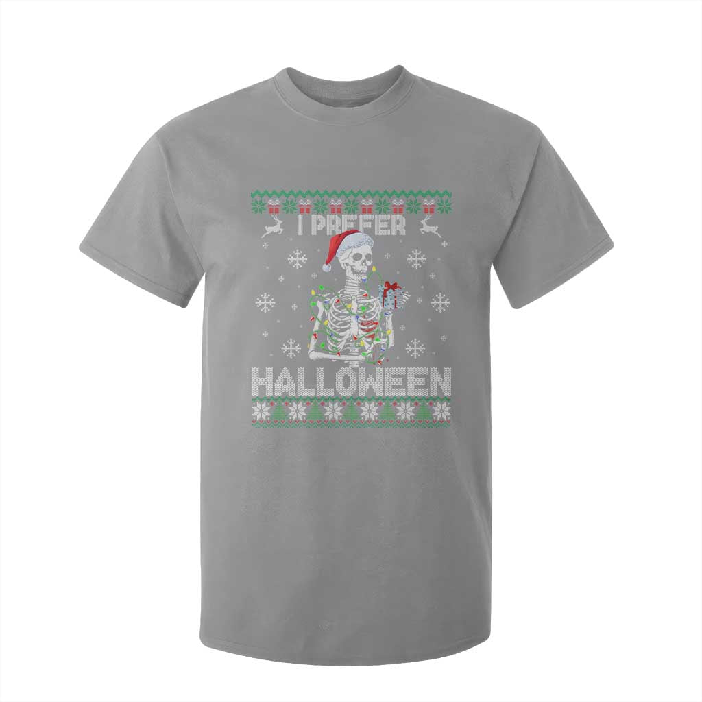 Funny Skeleton Christmas T Shirt For Kid I Prefer Halloween Spooky Xmas Holiday TS02 Sport Gray Print Your Wear