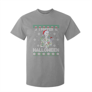 Funny Skeleton Christmas T Shirt For Kid I Prefer Halloween Spooky Xmas Holiday TS02 Sport Gray Print Your Wear