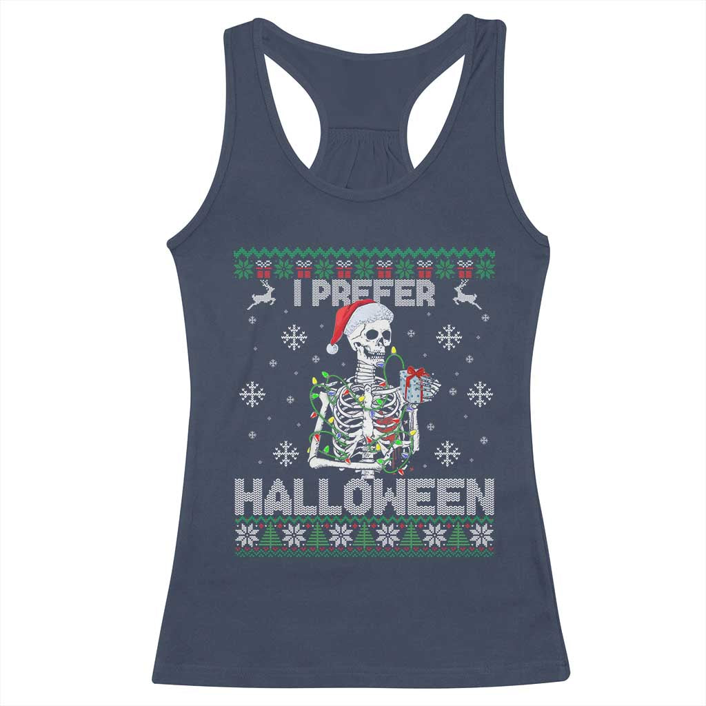 Funny Skeleton Christmas Racerback Tank Top I Prefer Halloween Spooky Xmas Holiday TS02 Navy Print Your Wear