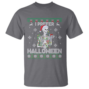 Funny Skeleton Christmas T Shirt I Prefer Halloween Spooky Xmas Holiday TS02 Charcoal Print Your Wear