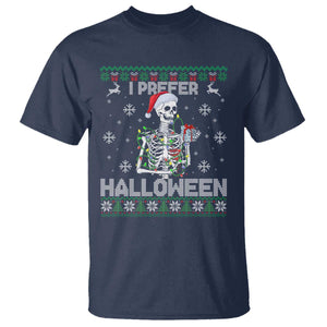 Funny Skeleton Christmas T Shirt I Prefer Halloween Spooky Xmas Holiday TS02 Navy Print Your Wear