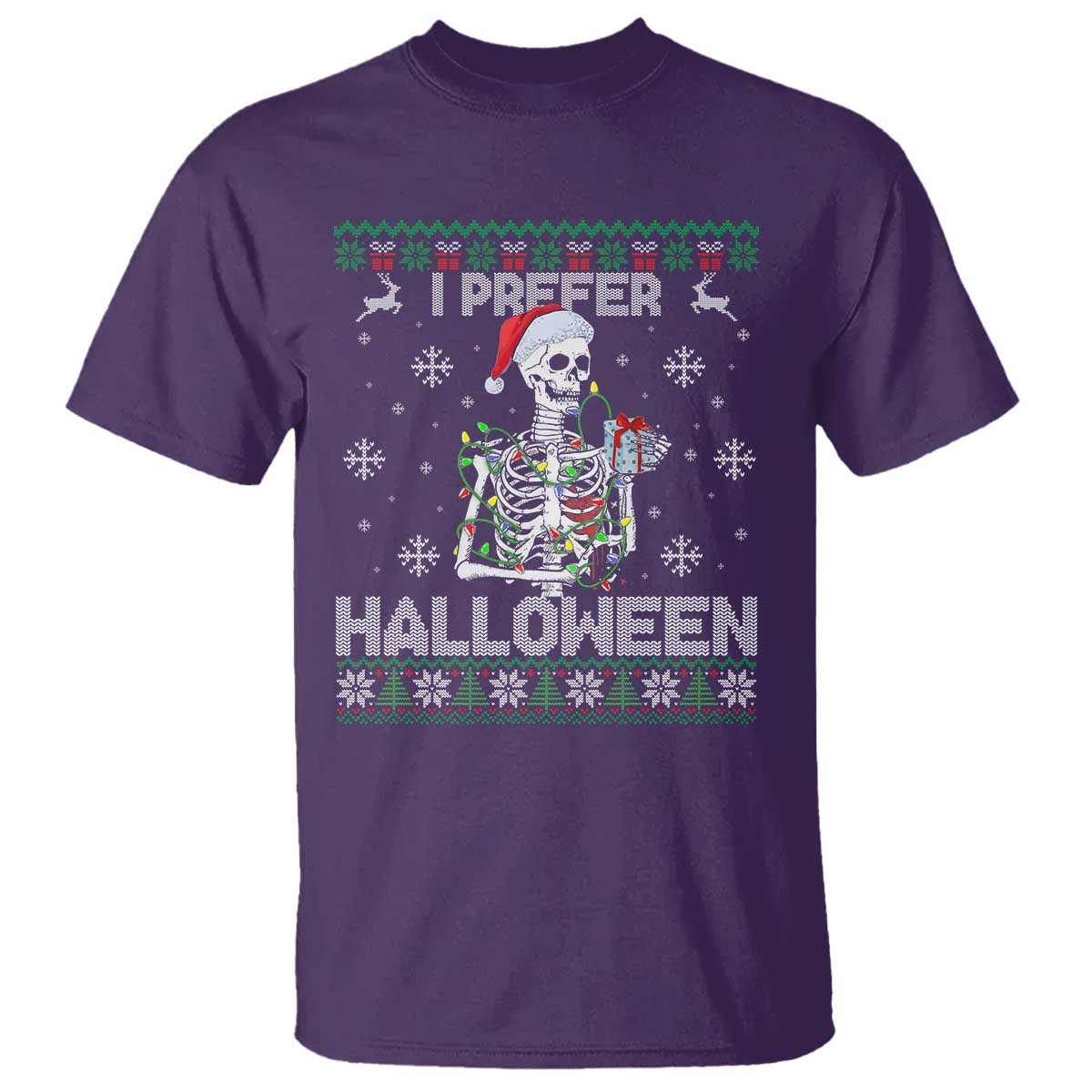 Funny Skeleton Christmas T Shirt I Prefer Halloween Spooky Xmas Holiday TS02 Purple Print Your Wear