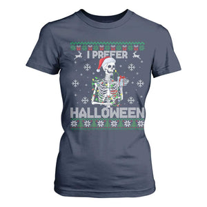 Funny Skeleton Christmas T Shirt For Women I Prefer Halloween Spooky Xmas Holiday TS02 Navy Print Your Wear