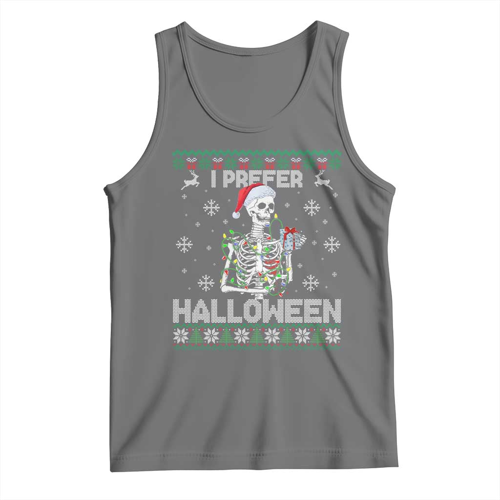 Funny Skeleton Christmas Tank Top I Prefer Halloween Spooky Xmas Holiday TS02 Black Heather Print Your Wear