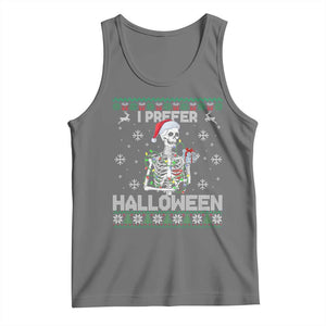 Funny Skeleton Christmas Tank Top I Prefer Halloween Spooky Xmas Holiday TS02 Black Heather Print Your Wear
