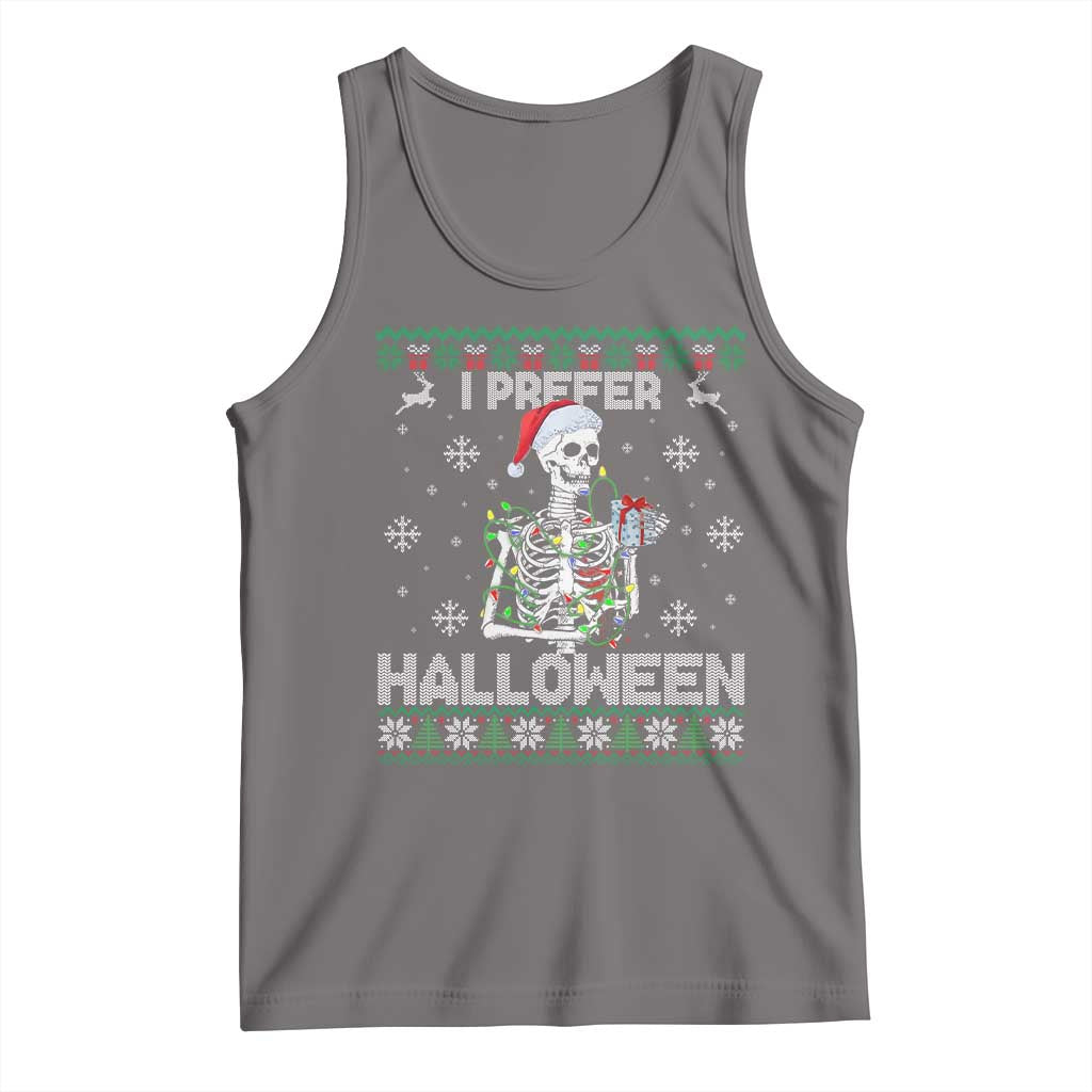 Funny Skeleton Christmas Tank Top I Prefer Halloween Spooky Xmas Holiday TS02 Deep Heather Print Your Wear