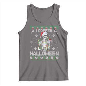 Funny Skeleton Christmas Tank Top I Prefer Halloween Spooky Xmas Holiday TS02 Deep Heather Print Your Wear