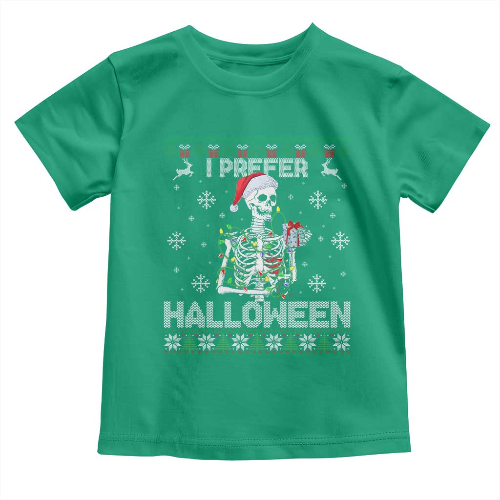 Funny Skeleton Christmas Toddler T Shirt I Prefer Halloween Spooky Xmas Holiday TS02 Irish Green Print Your Wear