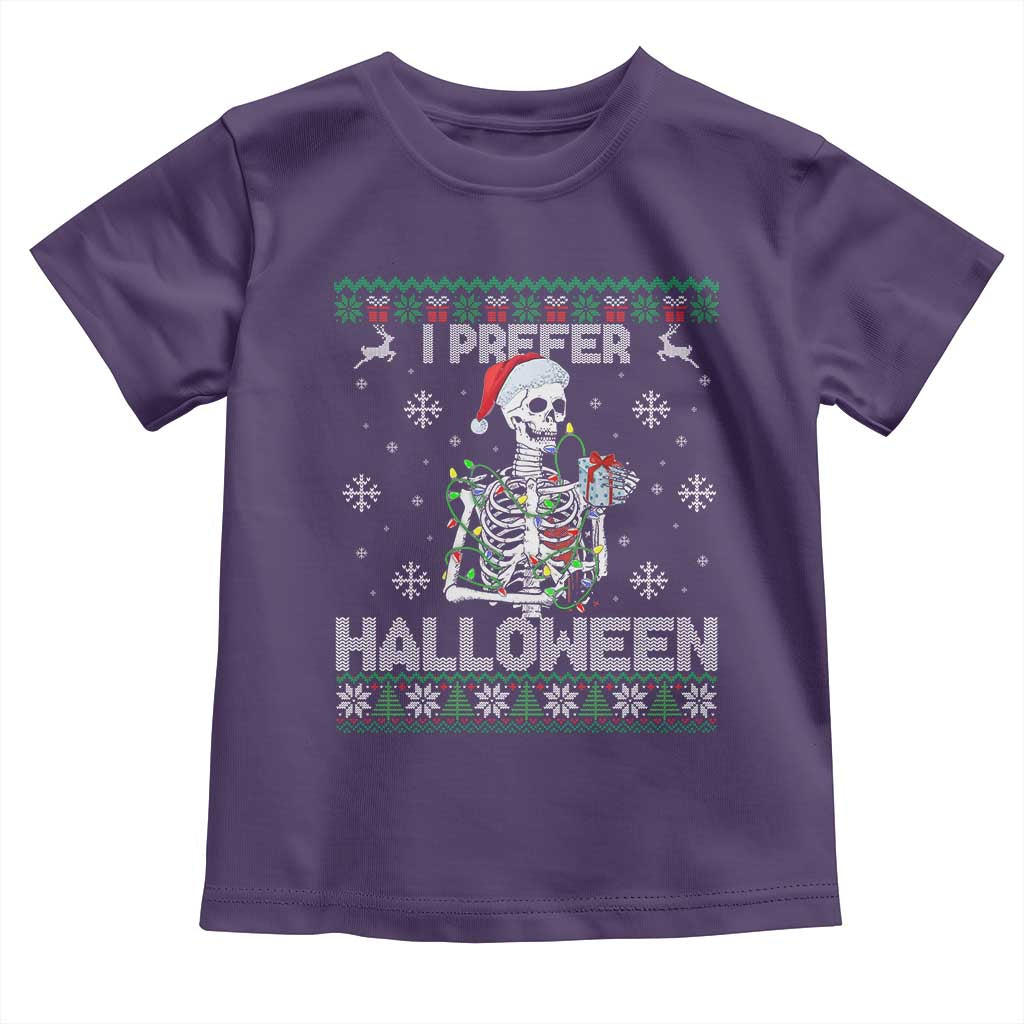 Funny Skeleton Christmas Toddler T Shirt I Prefer Halloween Spooky Xmas Holiday TS02 Purple Print Your Wear