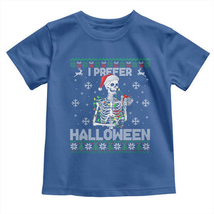 Funny Skeleton Christmas Toddler T Shirt I Prefer Halloween Spooky Xmas Holiday TS02 Royal Blue Print Your Wear