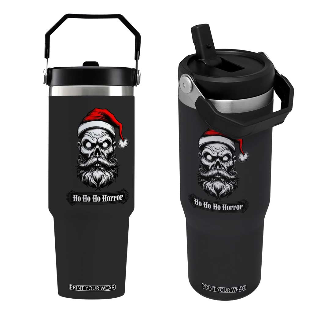 Creepy Christmas Skull Flip Straw Tumbler Ho Ho Ho Horror Santa Gothic Holiday TS02 One Size: 30 oz Black Print Your Wear
