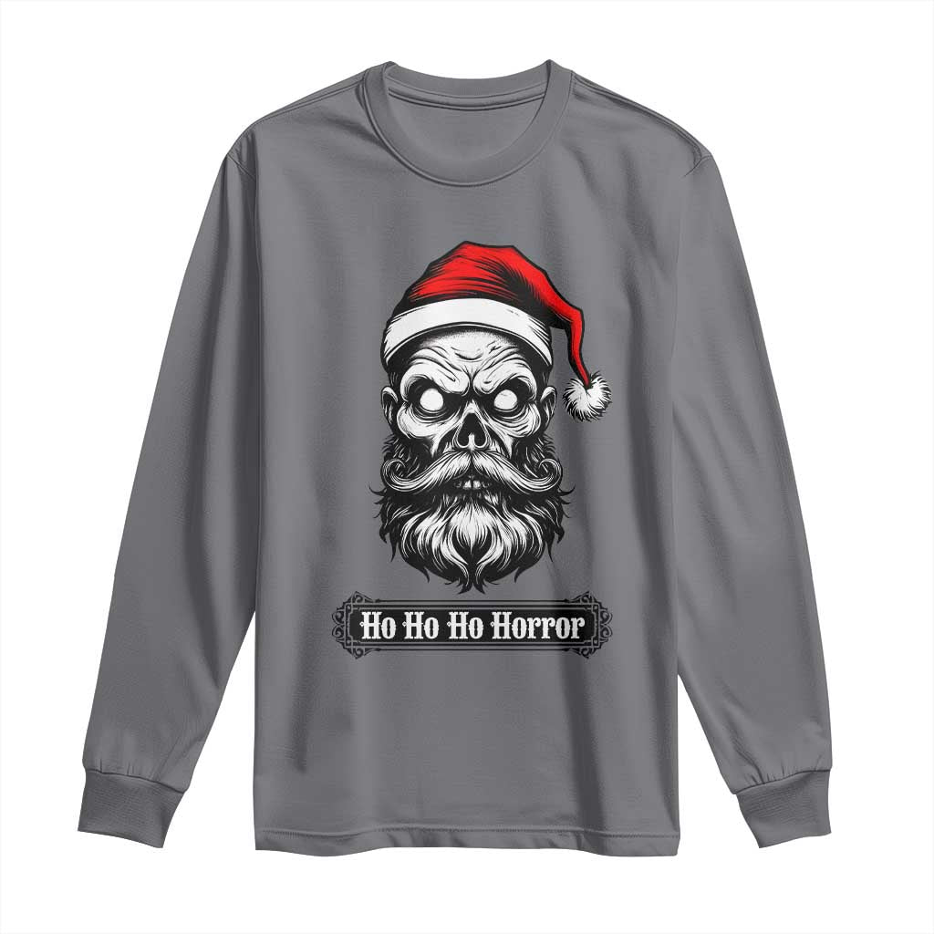 Creepy Christmas Skull Long Sleeve Shirt Ho Ho Ho Horror Santa Gothic Holiday TS02 Charcoal Print Your Wear