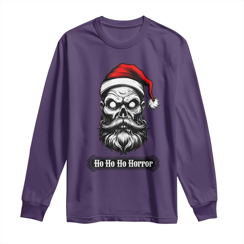 Creepy Christmas Skull Long Sleeve Shirt Ho Ho Ho Horror Santa Gothic Holiday TS02 Purple Print Your Wear