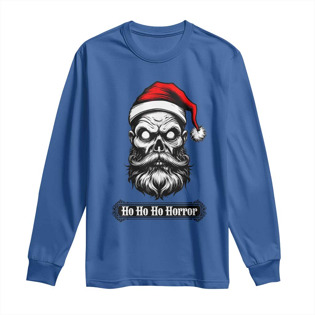 Creepy Christmas Skull Long Sleeve Shirt Ho Ho Ho Horror Santa Gothic Holiday TS02 Royal Blue Print Your Wear