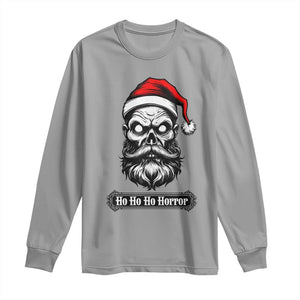 Creepy Christmas Skull Long Sleeve Shirt Ho Ho Ho Horror Santa Gothic Holiday TS02 Sport Gray Print Your Wear