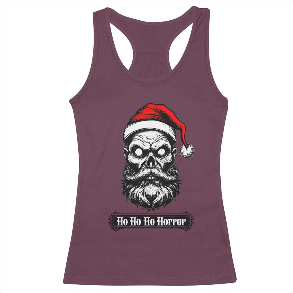 Creepy Christmas Skull Racerback Tank Top Ho Ho Ho Horror Santa Gothic Holiday TS02 Maroon Print Your Wear