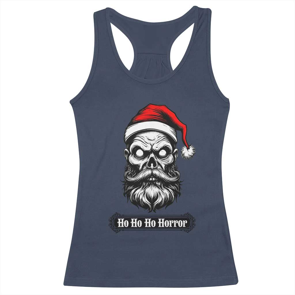 Creepy Christmas Skull Racerback Tank Top Ho Ho Ho Horror Santa Gothic Holiday TS02 Navy Print Your Wear
