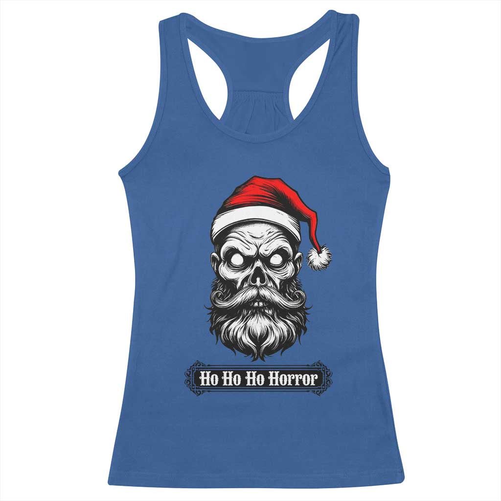 Creepy Christmas Skull Racerback Tank Top Ho Ho Ho Horror Santa Gothic Holiday TS02 Royal Blue Print Your Wear