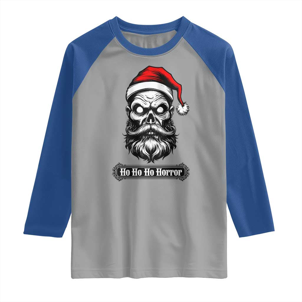 Creepy Christmas Skull Raglan Shirt Ho Ho Ho Horror Santa Gothic Holiday TS02 Sport Gray Royal Print Your Wear
