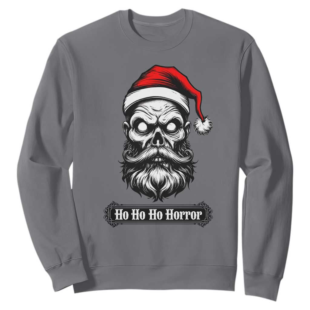 Creepy Christmas Skull Sweatshirt Ho Ho Ho Horror Santa Gothic Holiday TS02 Charcoal Print Your Wear