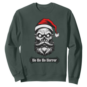 Creepy Christmas Skull Sweatshirt Ho Ho Ho Horror Santa Gothic Holiday TS02 Dark Forest Green Print Your Wear