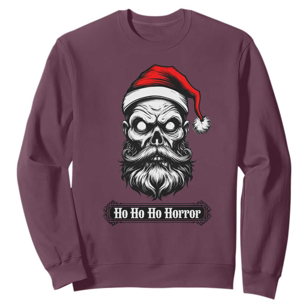Creepy Christmas Skull Sweatshirt Ho Ho Ho Horror Santa Gothic Holiday TS02 Maroon Print Your Wear