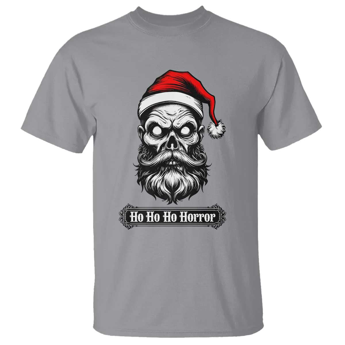 Creepy Christmas Skull T Shirt Ho Ho Ho Horror Santa Gothic Holiday TS02 Sport Gray Print Your Wear