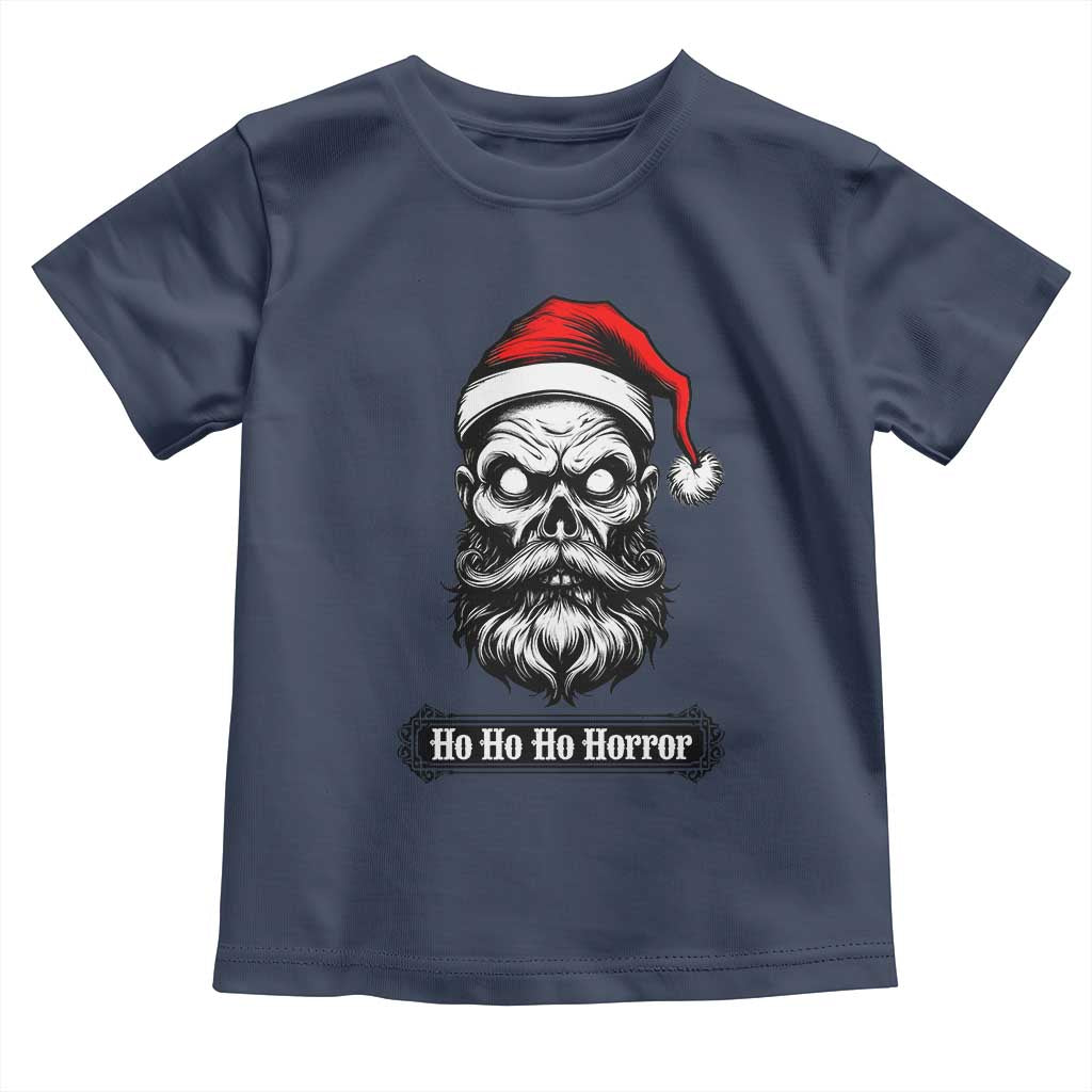 Creepy Christmas Skull Toddler T Shirt Ho Ho Ho Horror Santa Gothic Holiday TS02 Navy Print Your Wear