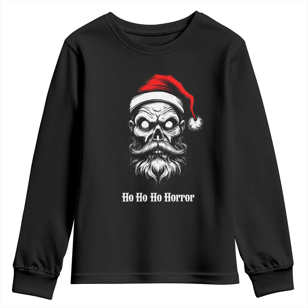 Creepy Christmas Skull Youth Sweatshirt Ho Ho Ho Horror Santa Gothic Holiday TS02 Black Print Your Wear