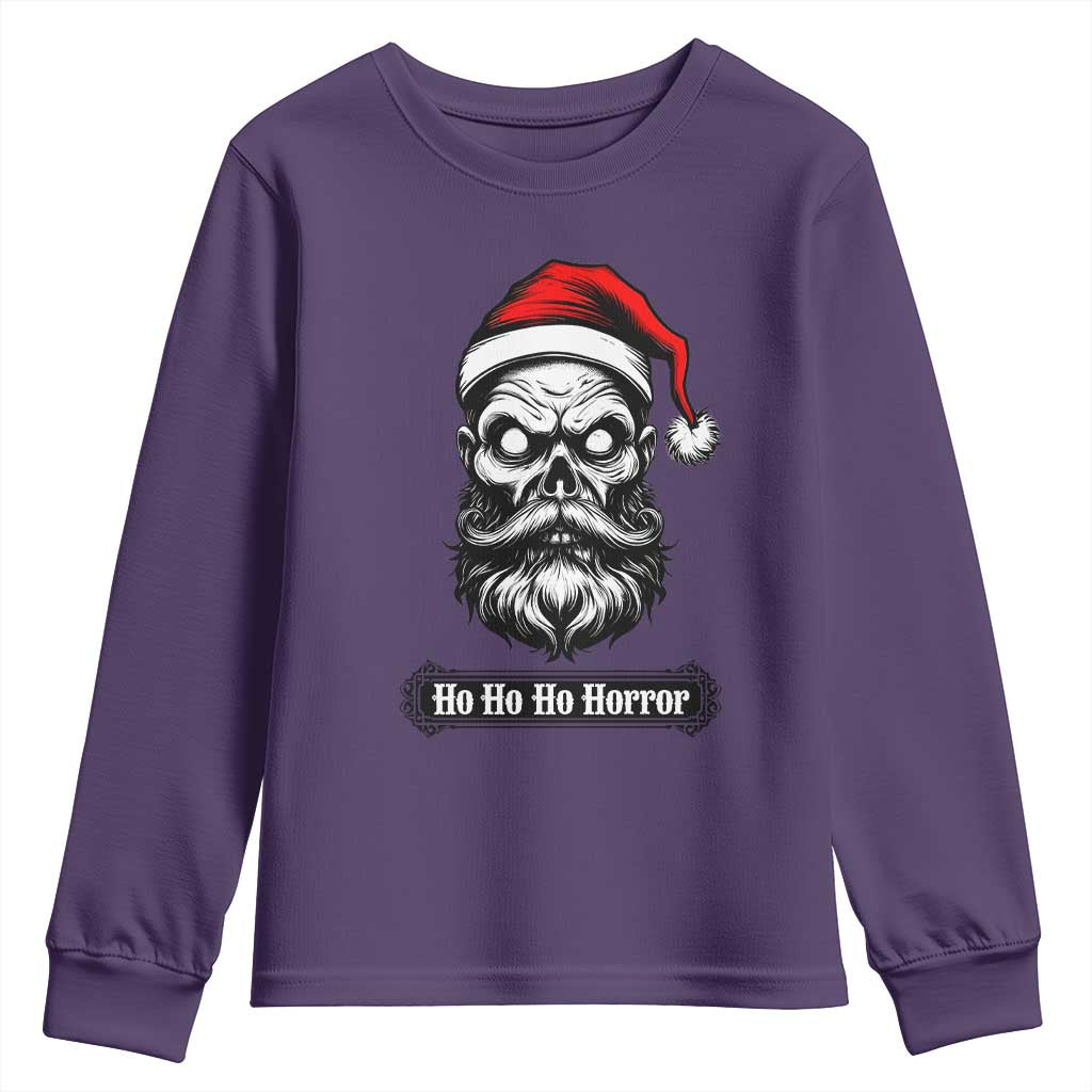 Creepy Christmas Skull Youth Sweatshirt Ho Ho Ho Horror Santa Gothic Holiday TS02 Purple Print Your Wear