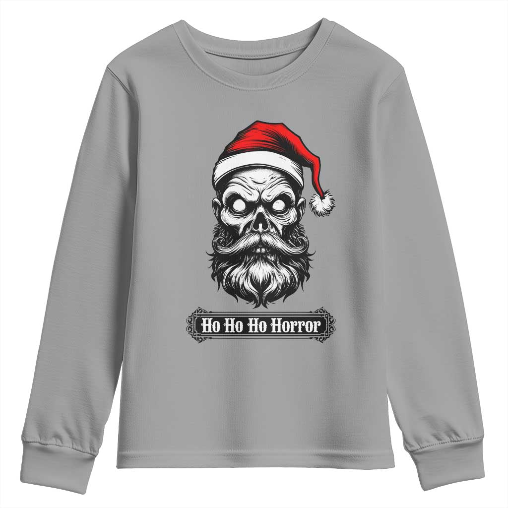 Creepy Christmas Skull Youth Sweatshirt Ho Ho Ho Horror Santa Gothic Holiday TS02 Sport Gray Print Your Wear