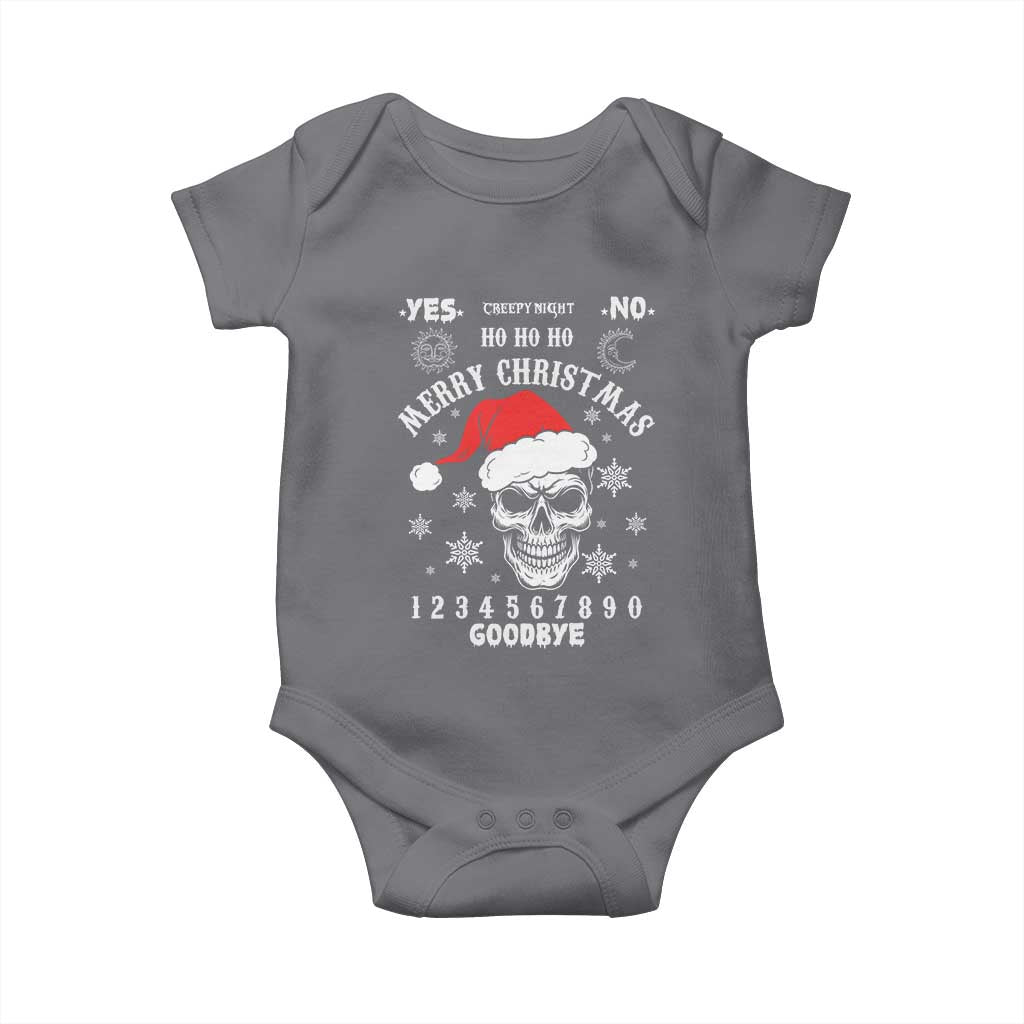 Dark Christmas Spirit Board Baby Onesie Creepy Merry Xmas Skull and Ouija Horror Holiday TS02 Charcoal Print Your Wear