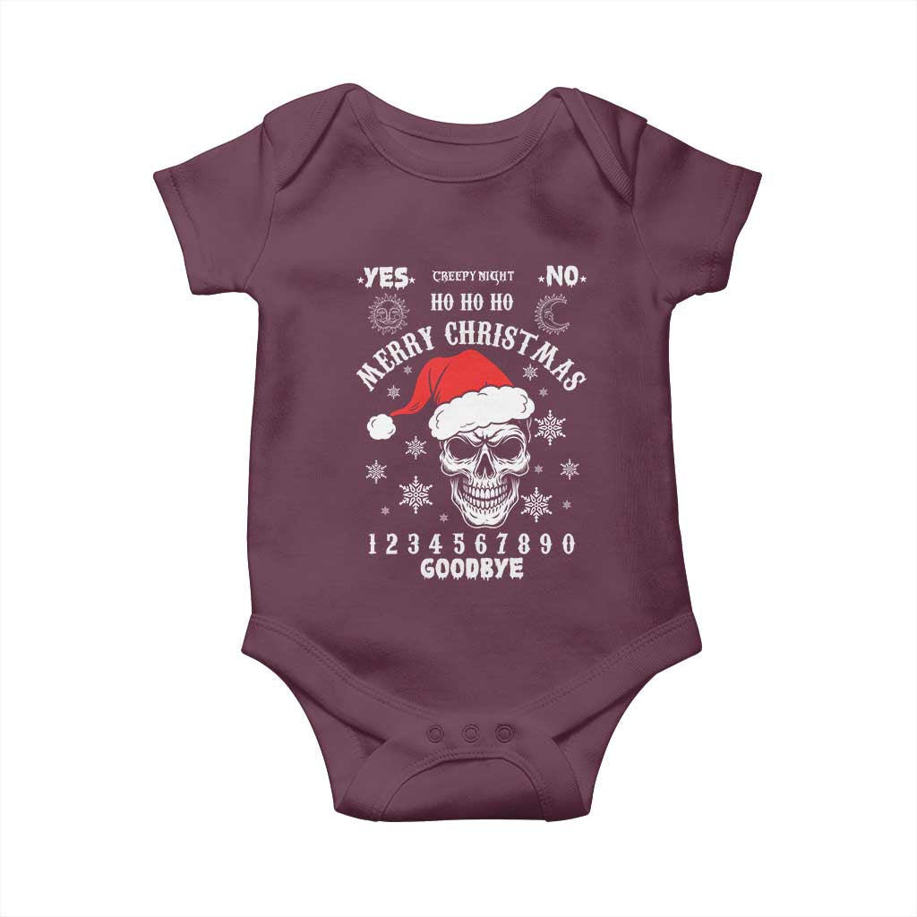 Dark Christmas Spirit Board Baby Onesie Creepy Merry Xmas Skull and Ouija Horror Holiday TS02 Maroon Print Your Wear