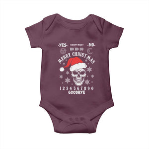 Dark Christmas Spirit Board Baby Onesie Creepy Merry Xmas Skull and Ouija Horror Holiday TS02 Maroon Print Your Wear