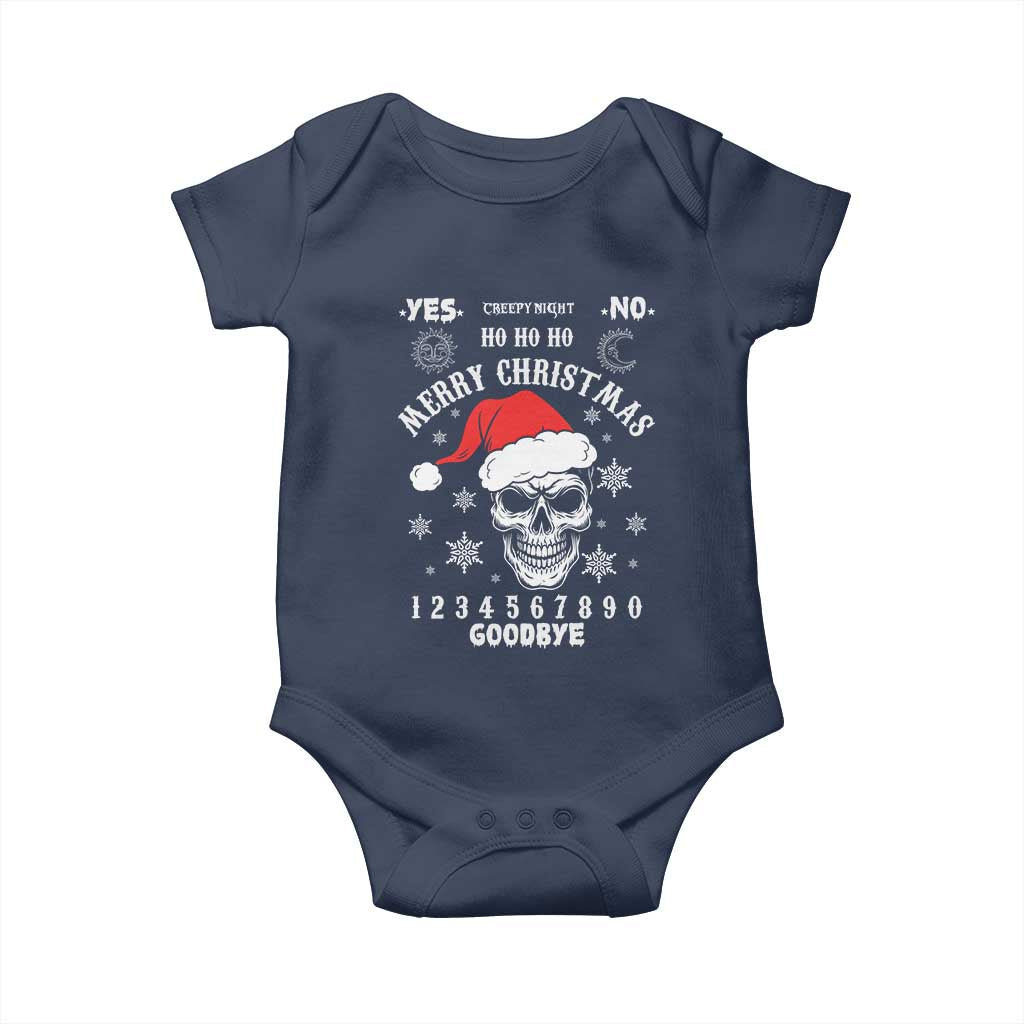 Dark Christmas Spirit Board Baby Onesie Creepy Merry Xmas Skull and Ouija Horror Holiday TS02 Navy Print Your Wear