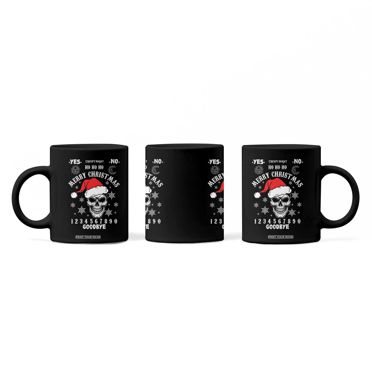 Dark Christmas Spirit Board Coffee Mug Creepy Merry Xmas Skull and Ouija Horror Holiday TS02 Print Your Wear