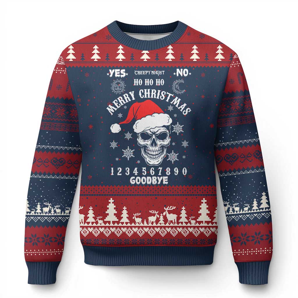Dark Christmas Spirit Board Ugly Christmas Sweater Creepy Merry Xmas Skull and Ouija Horror Holiday TS02 Navy Red Print Your Wear