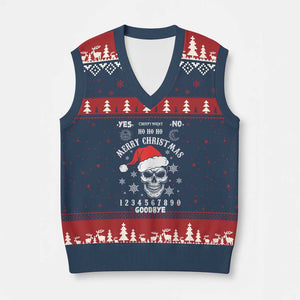 Dark Christmas Spirit Board V-Neck Knit Sweater Vest Creepy Merry Xmas Skull and Ouija Horror Holiday TS02 Navy Red Print Your Wear