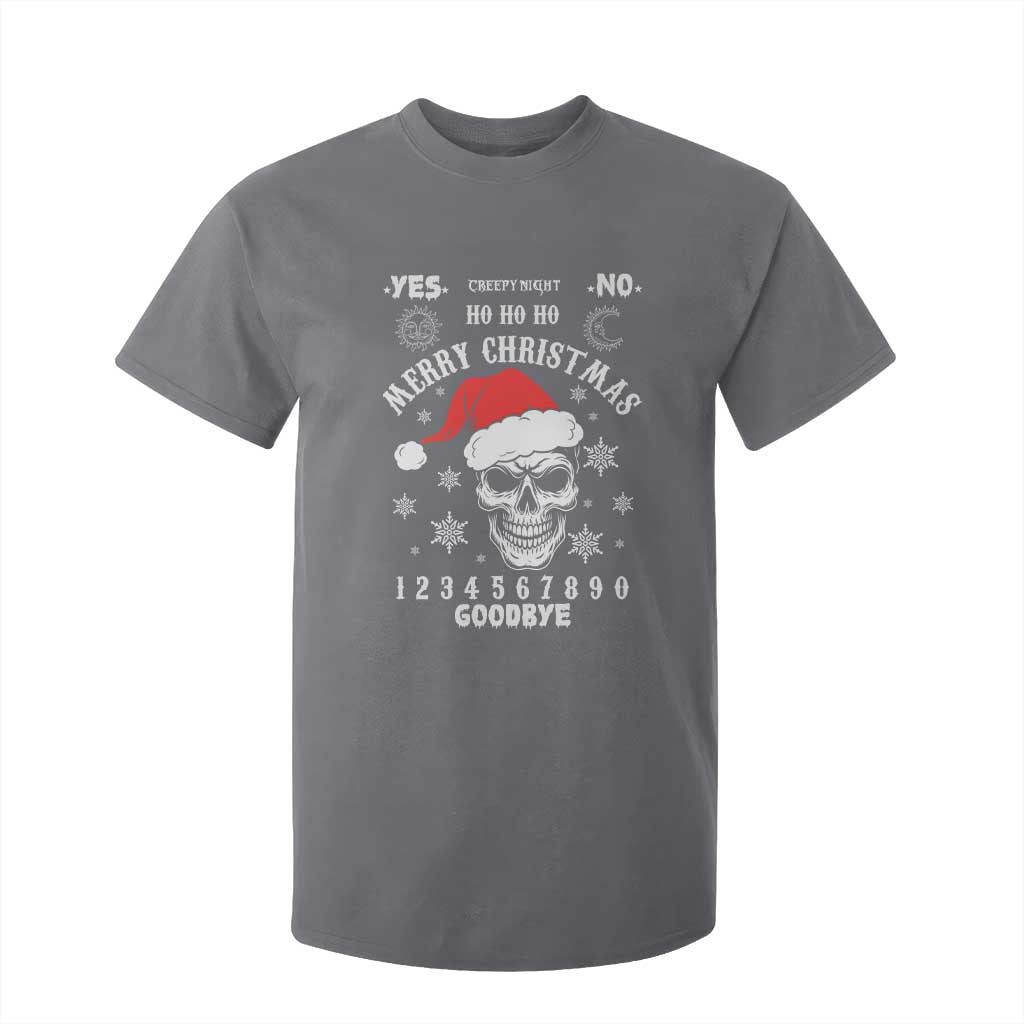 Dark Christmas Spirit Board T Shirt For Kid Creepy Merry Xmas Skull and Ouija Horror Holiday TS02 Charcoal Print Your Wear