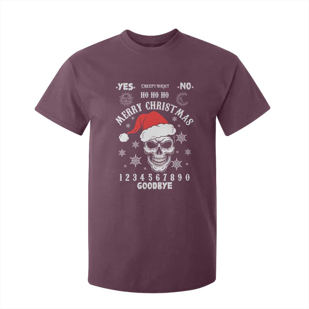 Dark Christmas Spirit Board T Shirt For Kid Creepy Merry Xmas Skull and Ouija Horror Holiday TS02 Maroon Print Your Wear