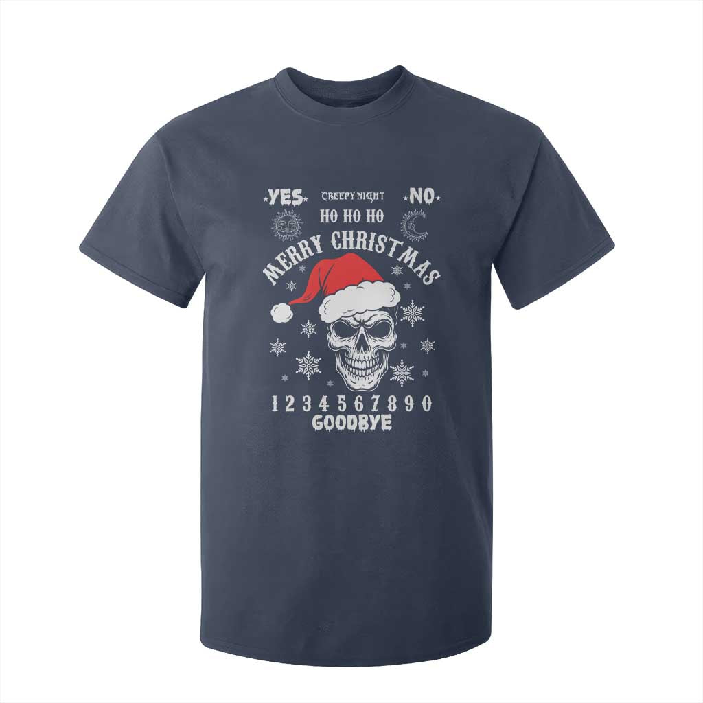 Dark Christmas Spirit Board T Shirt For Kid Creepy Merry Xmas Skull and Ouija Horror Holiday TS02 Navy Print Your Wear