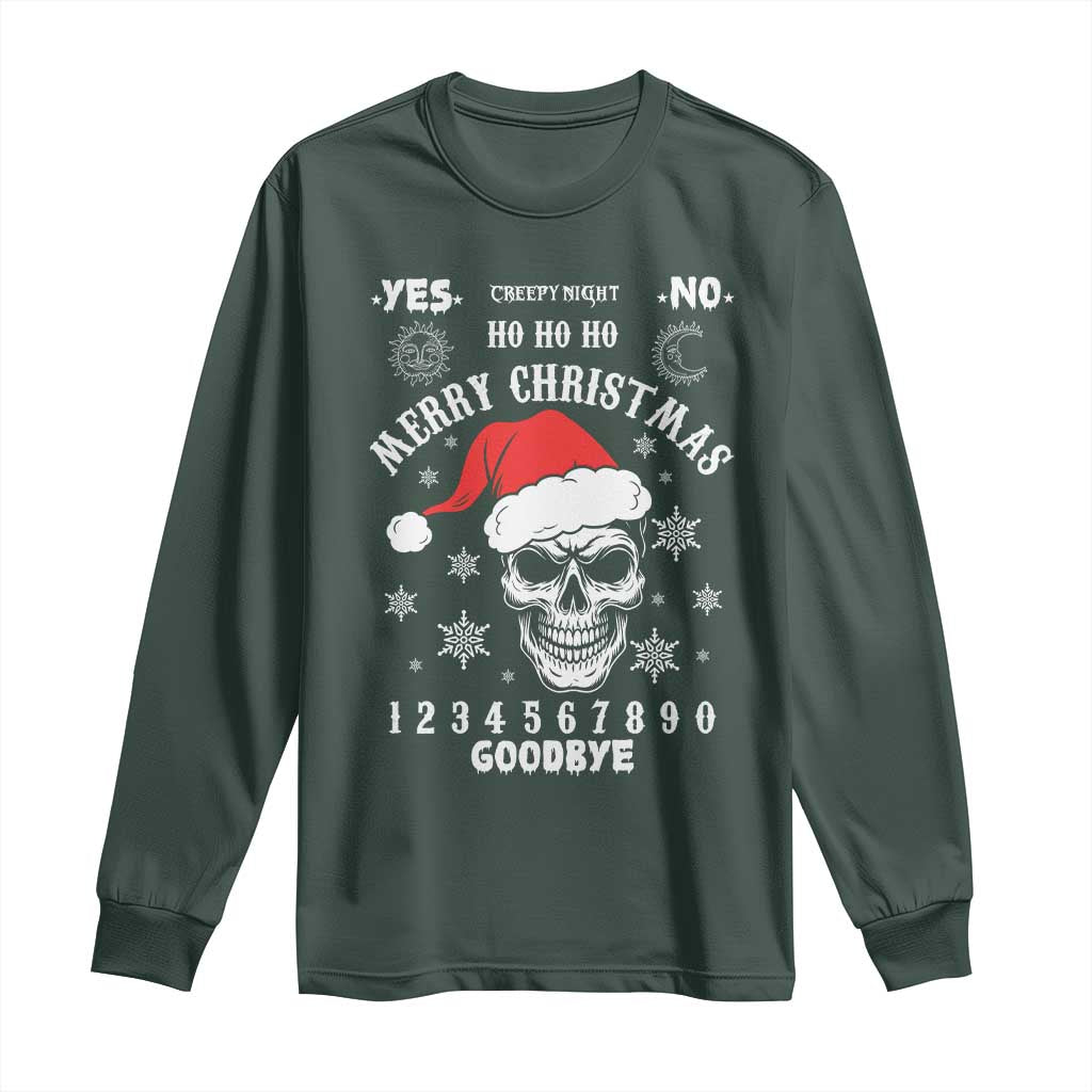 Dark Christmas Spirit Board Long Sleeve Shirt Creepy Merry Xmas Skull and Ouija Horror Holiday TS02 Dark Forest Green Print Your Wear