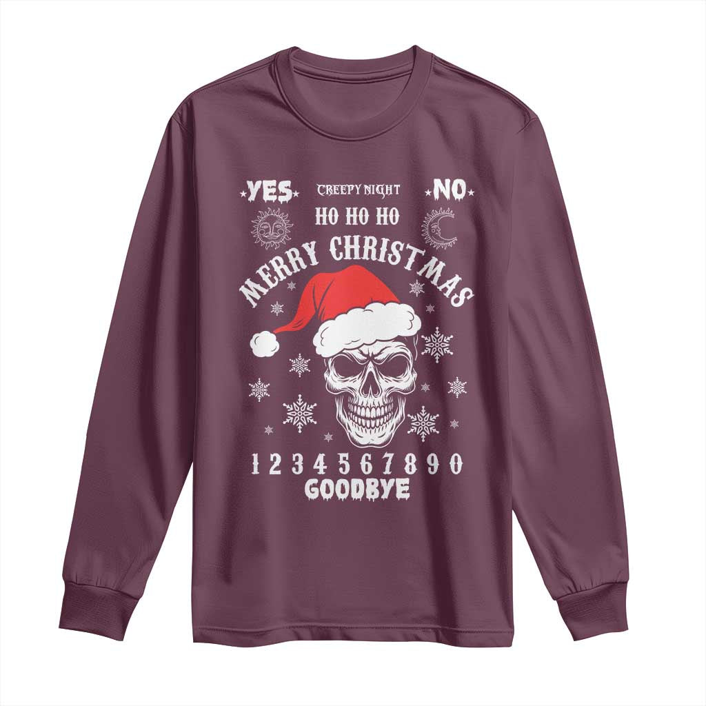 Dark Christmas Spirit Board Long Sleeve Shirt Creepy Merry Xmas Skull and Ouija Horror Holiday TS02 Maroon Print Your Wear