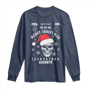 Dark Christmas Spirit Board Long Sleeve Shirt Creepy Merry Xmas Skull and Ouija Horror Holiday TS02 Navy Print Your Wear