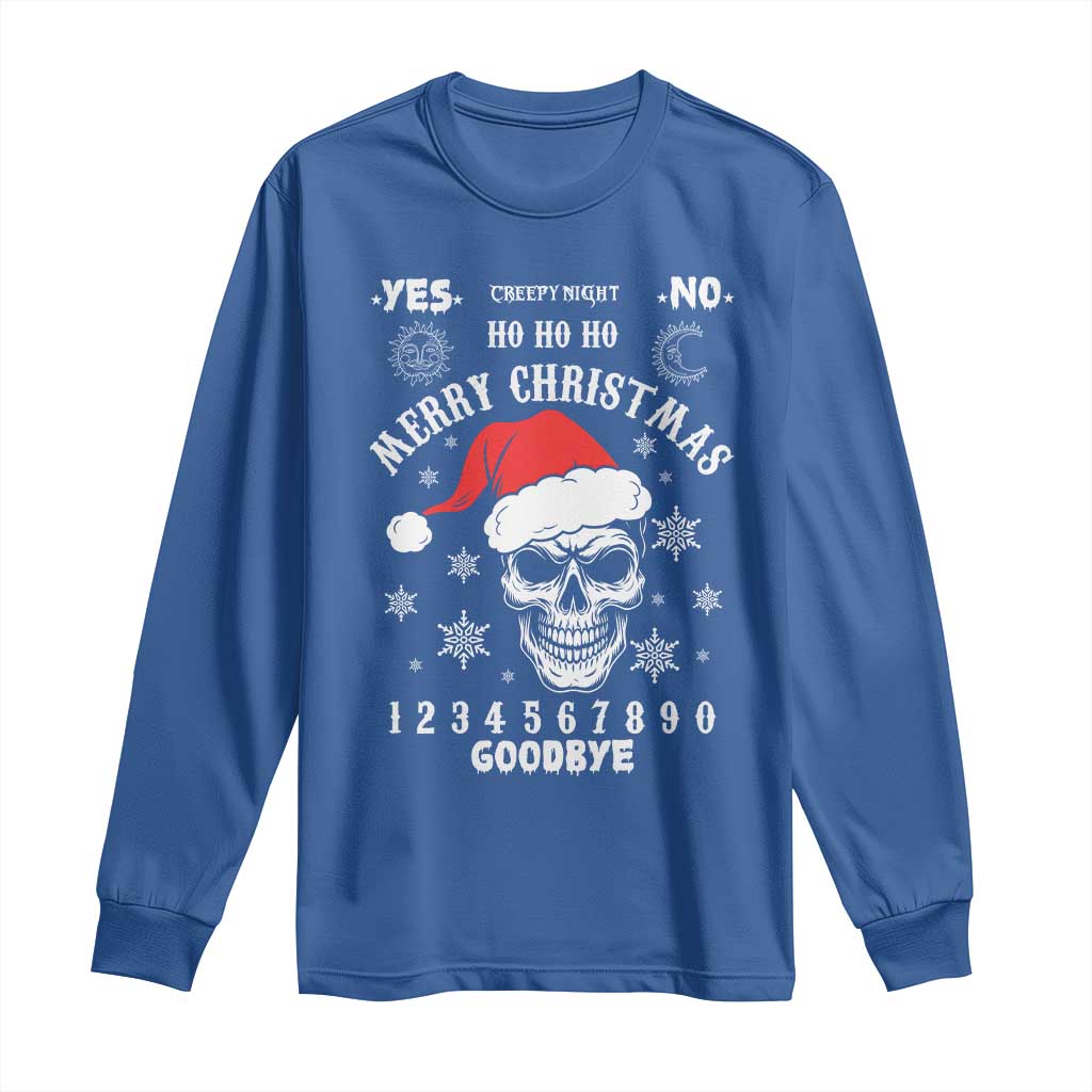 Dark Christmas Spirit Board Long Sleeve Shirt Creepy Merry Xmas Skull and Ouija Horror Holiday TS02 Royal Blue Print Your Wear