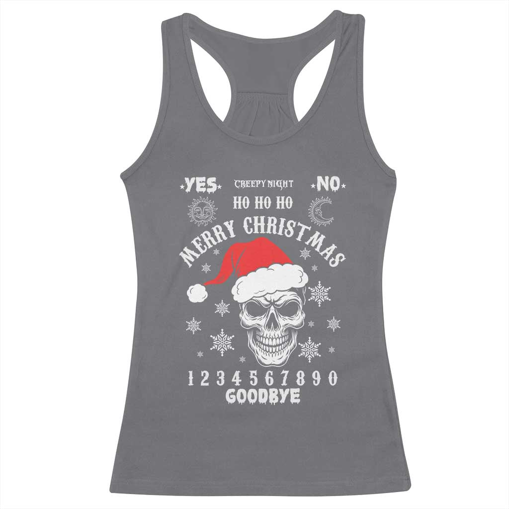 Dark Christmas Spirit Board Racerback Tank Top Creepy Merry Xmas Skull and Ouija Horror Holiday TS02 Charcoal Print Your Wear