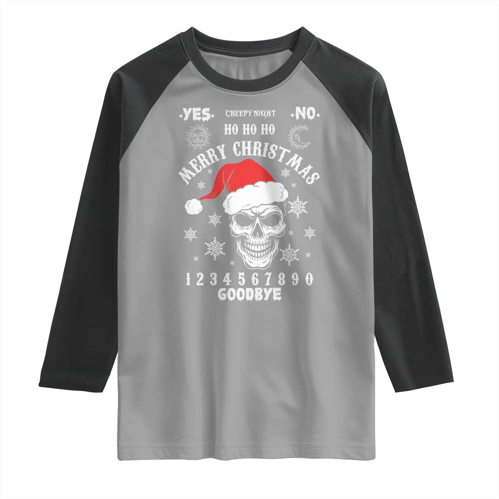 Dark Christmas Spirit Board Raglan Shirt Creepy Merry Xmas Skull and Ouija Horror Holiday TS02 Sport Gray Black Print Your Wear
